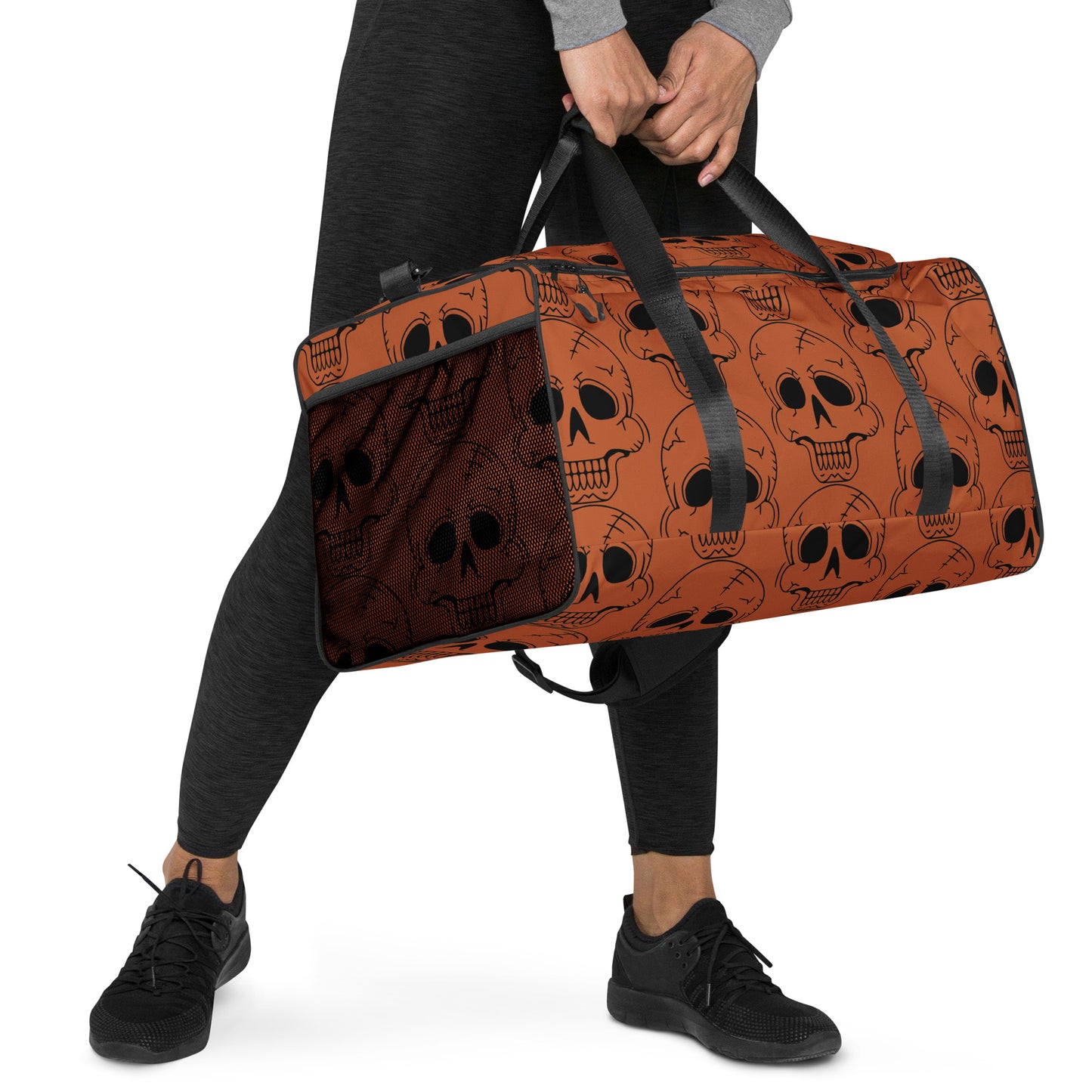 ORANGE LAUGHING SKULL LARGE DUFFEL BAG