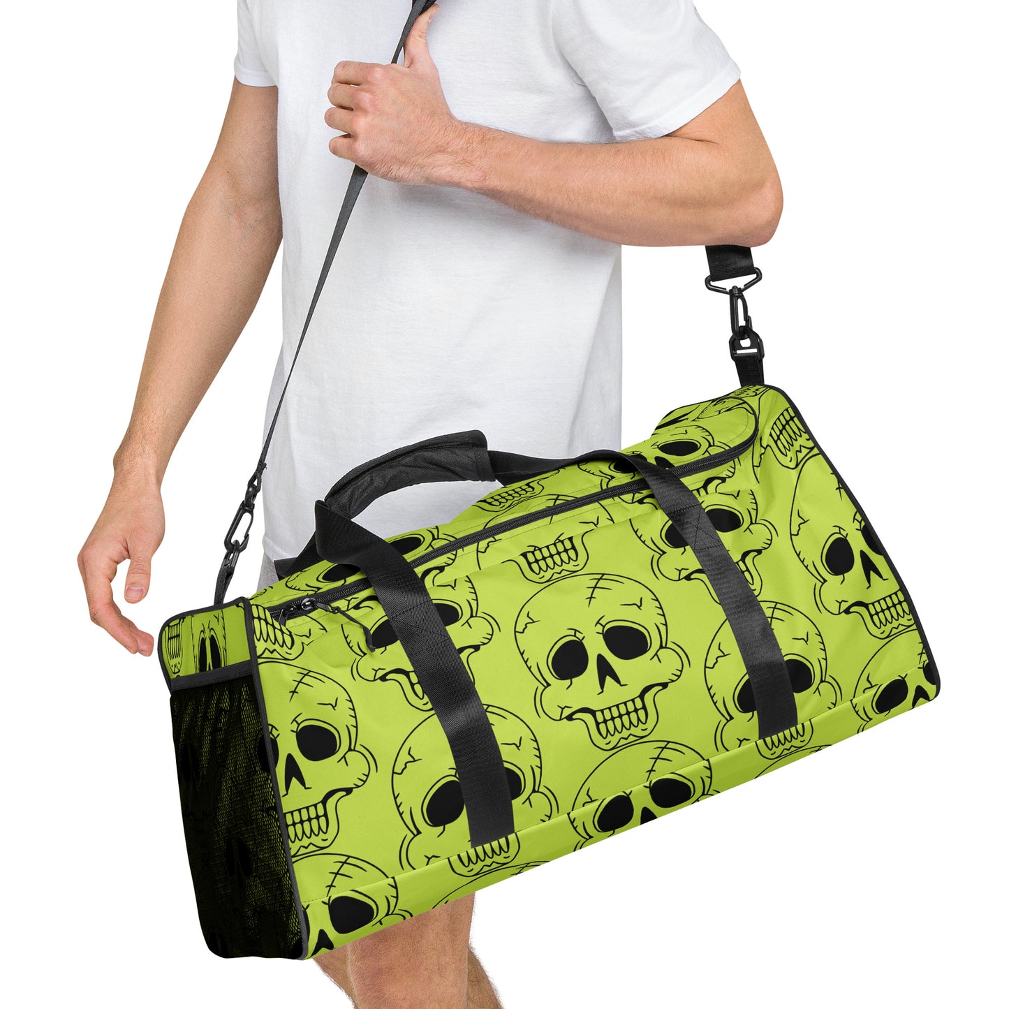 YELLOW LAUGHING SKULL LARGE DUFFEL BAG