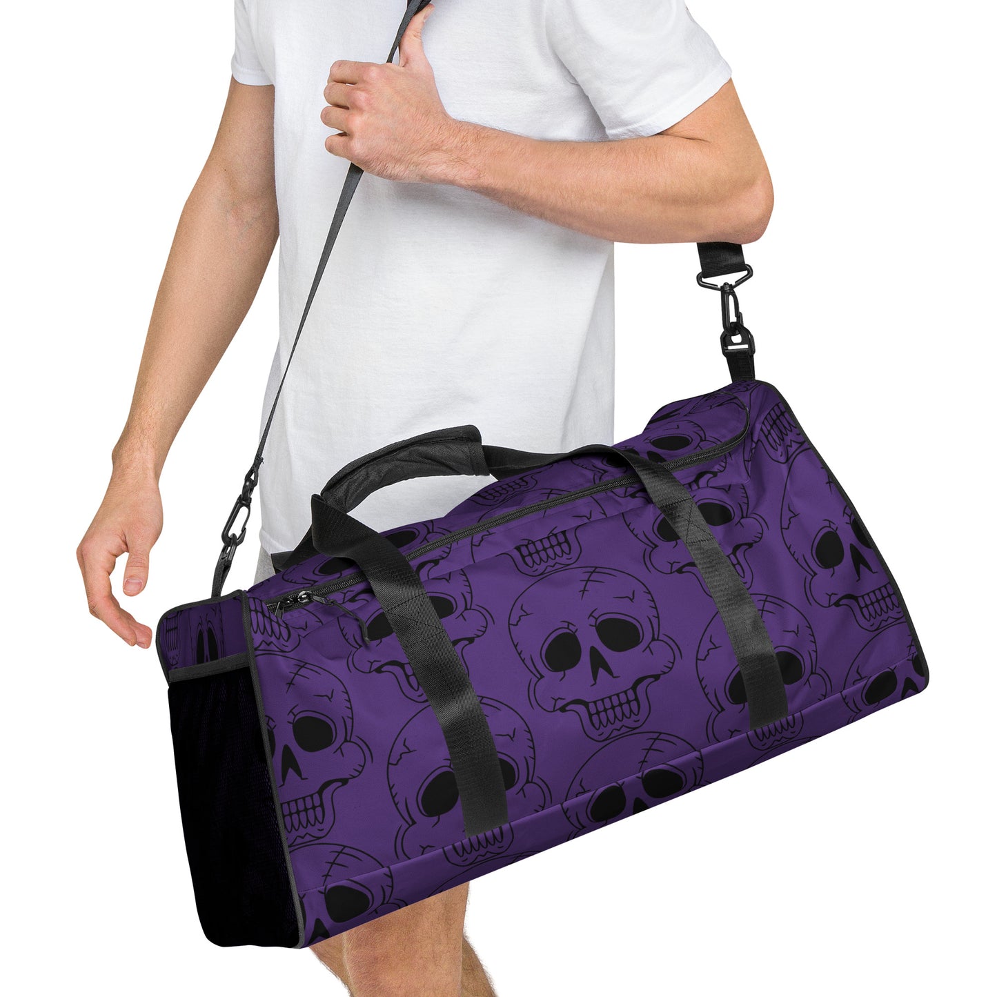 PURPLE LAUGHING SKULL LARGE DUFFLE BAG