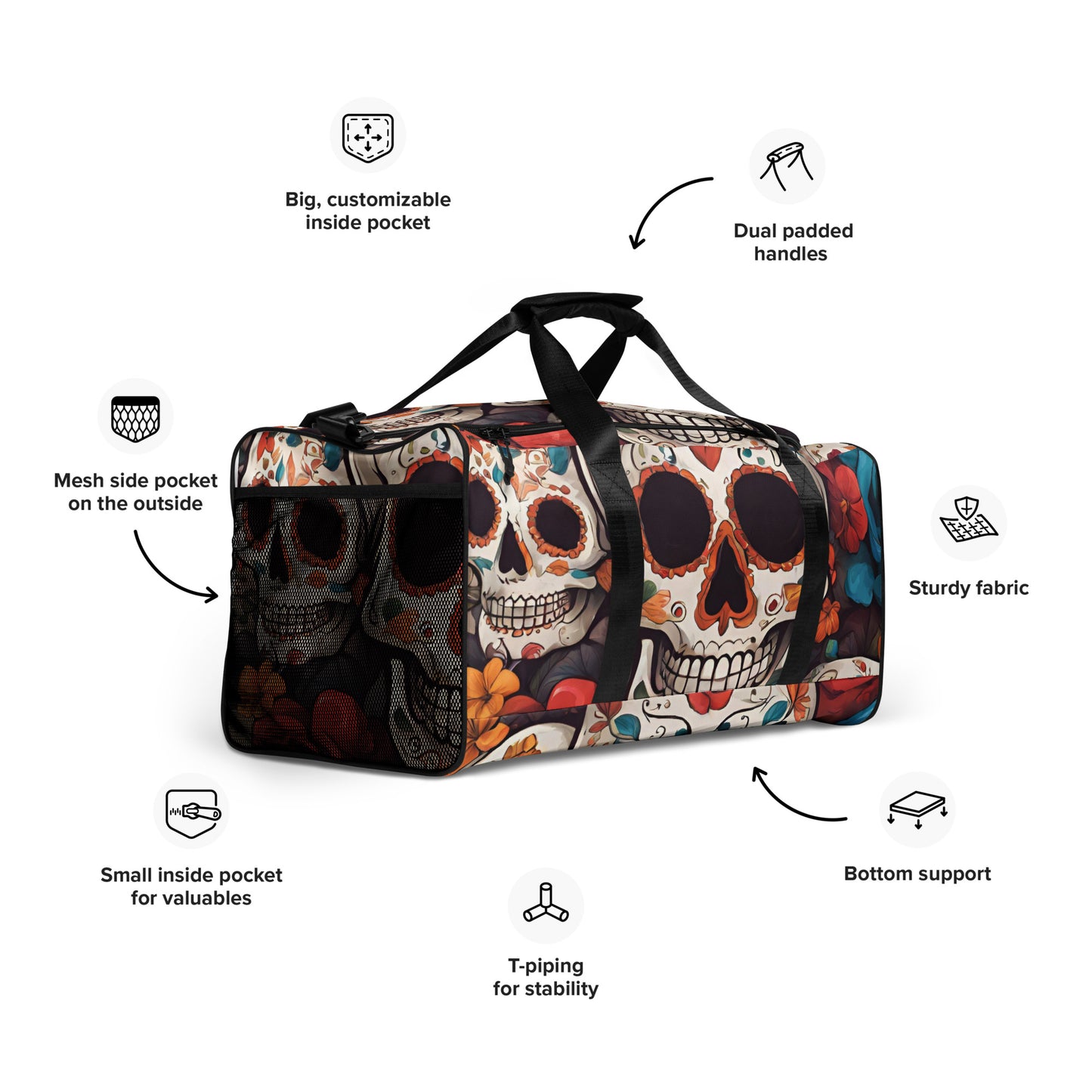 DIA DE LOS MUERTOS LARGE DUFFEL BAGS