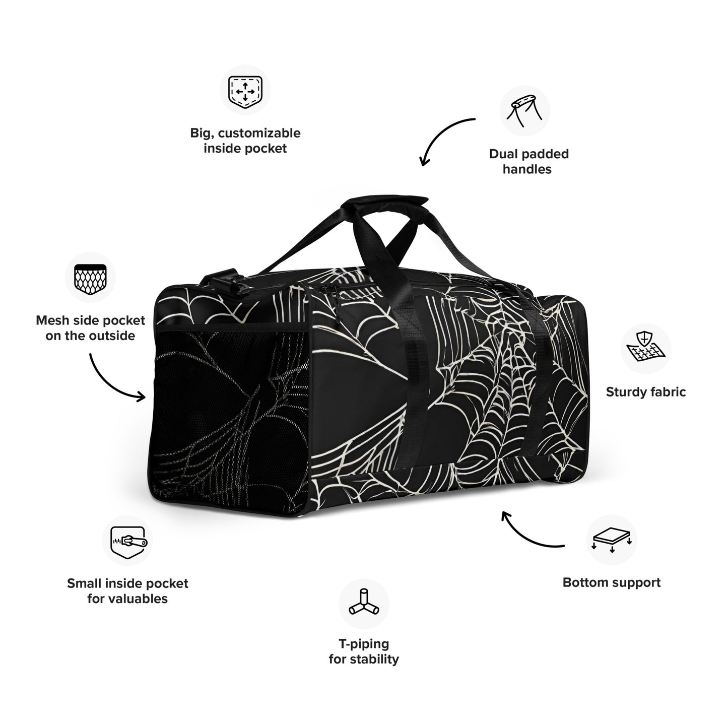 WEB OF LIES LARGE DUFFEL BAG