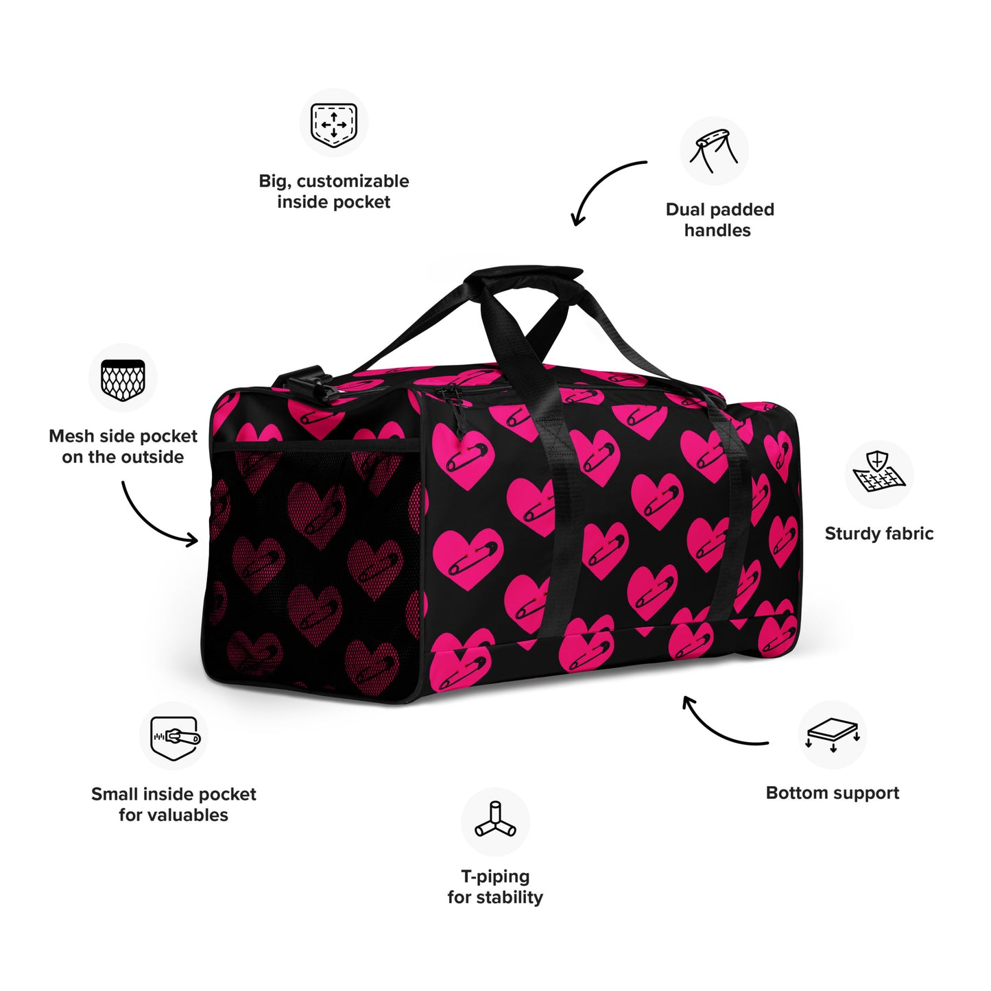 PINNED HEART DUFFEL BAG