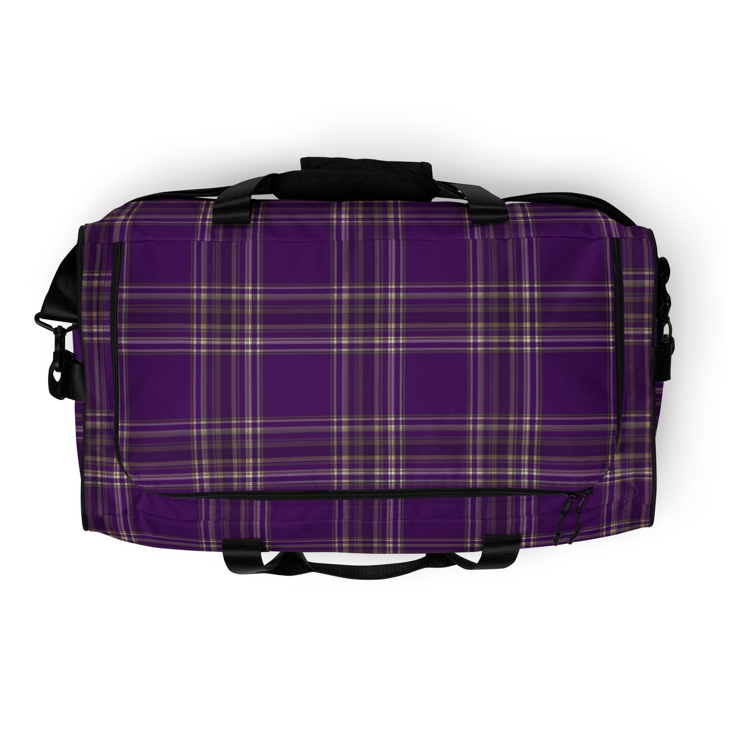 PURPLE PLAID LARGE DUFFEL BAG