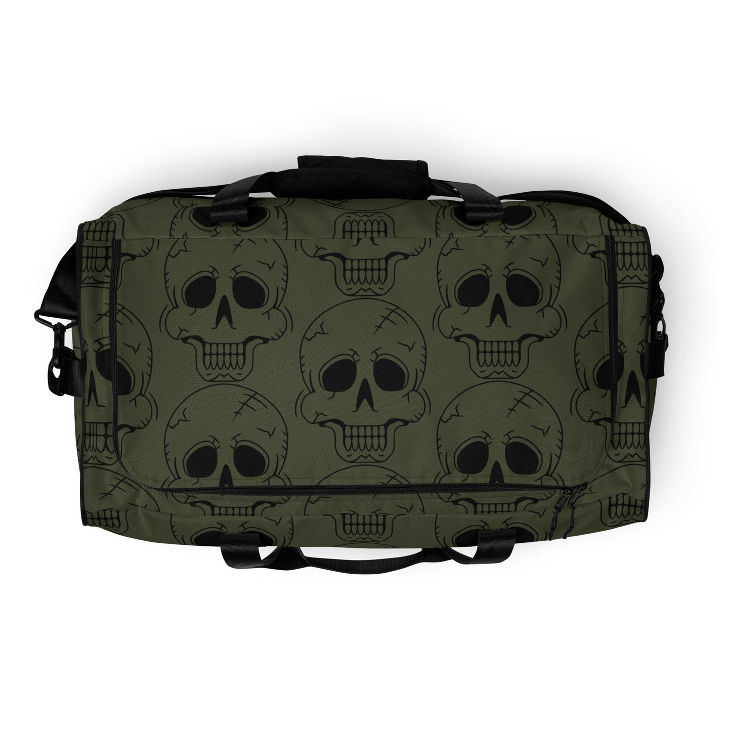 GREEN LAUGHING SKULL LARGE DUFFEL BAG