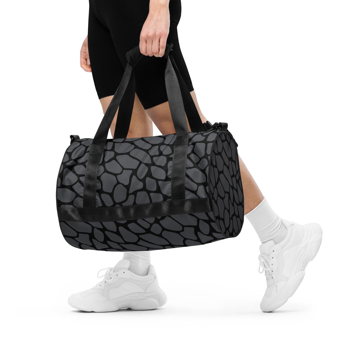 GRAY SNAKESKIN GYM BAG