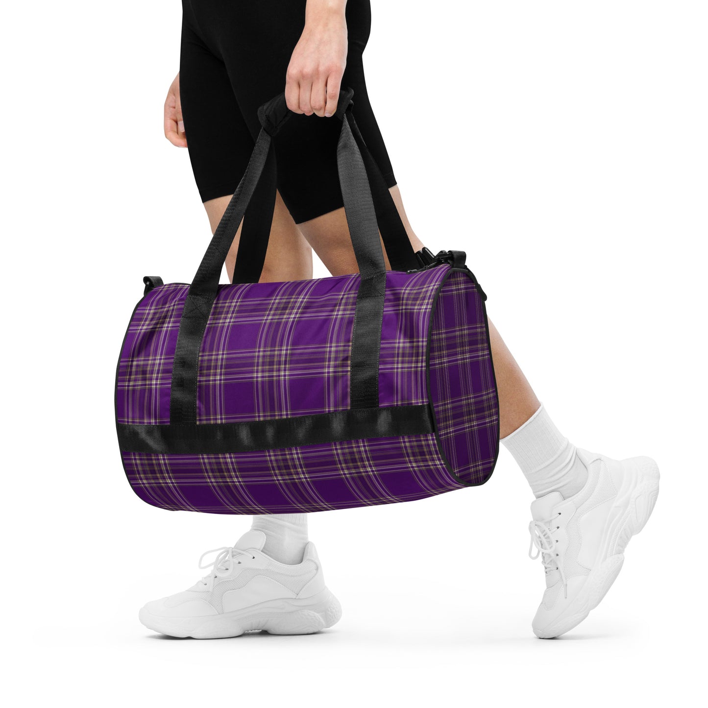 PURPLE PLAID GYM BAG