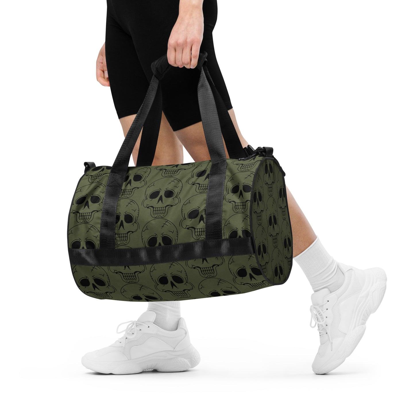 GREEN LAUGHING SKULL GYM BAG