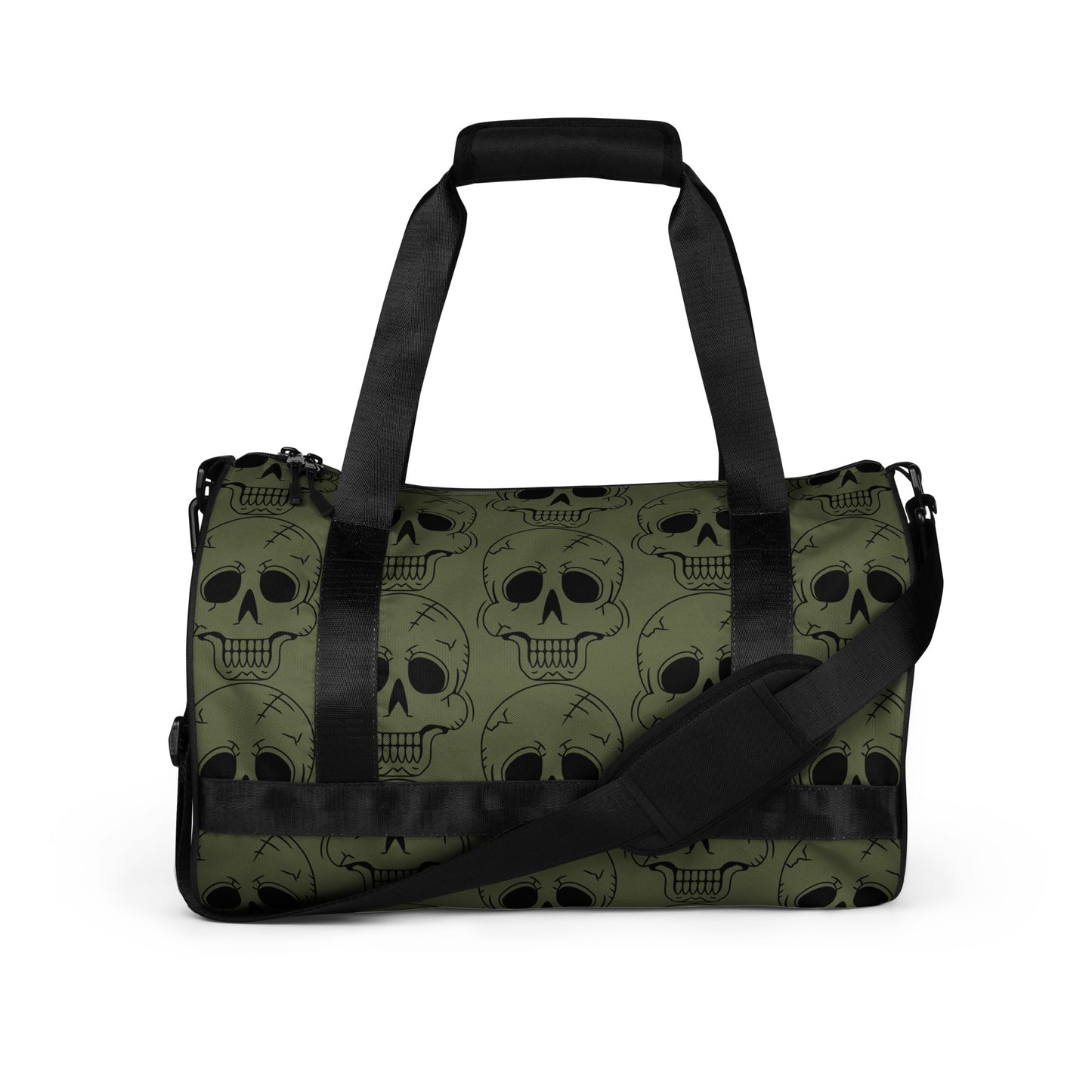 GREEN LAUGHING SKULL GYM BAG