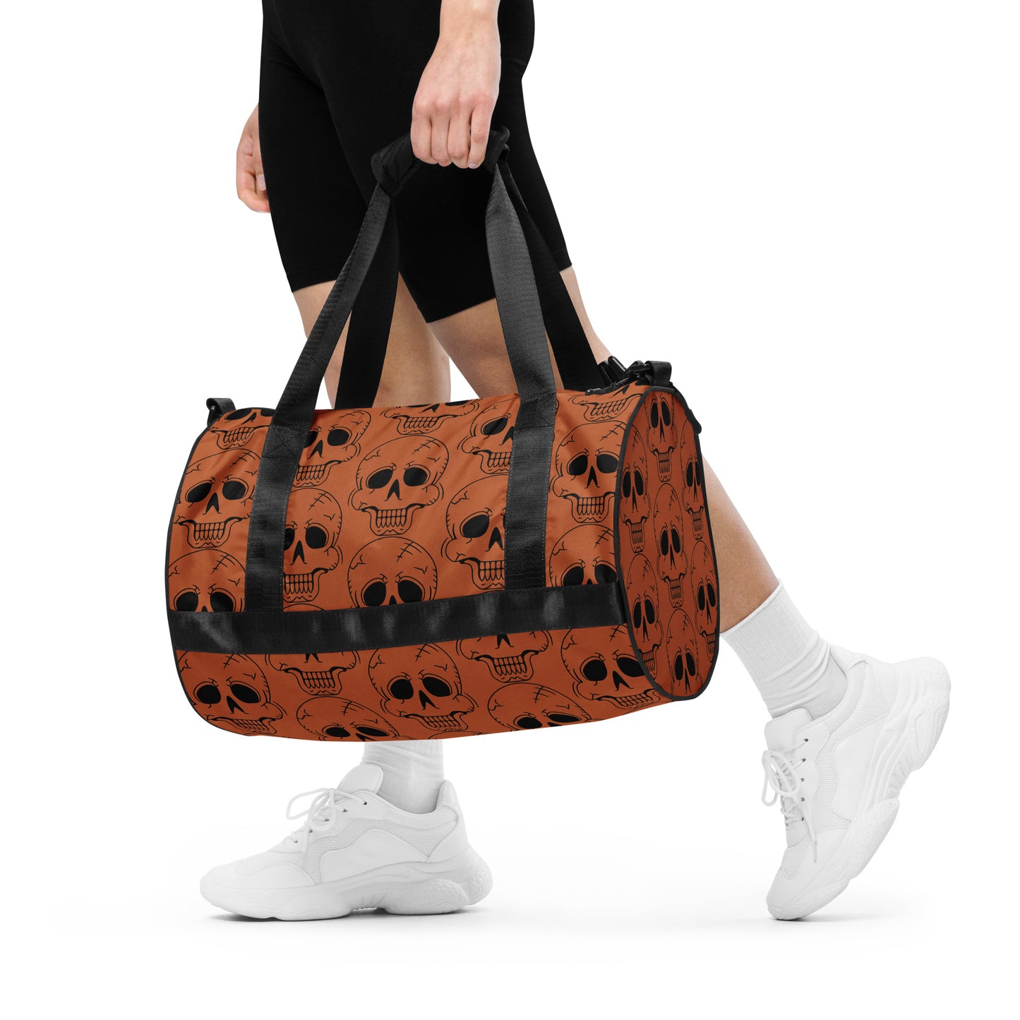 ORANGE LAUGHING SKULL GYM BAG
