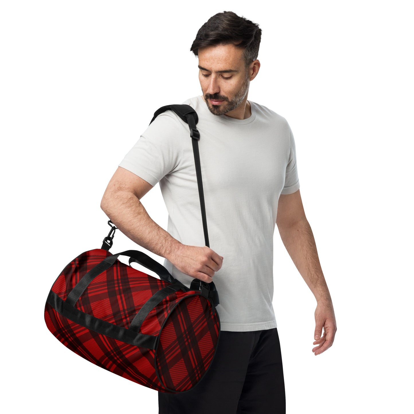 RED PLAID GYM BAG