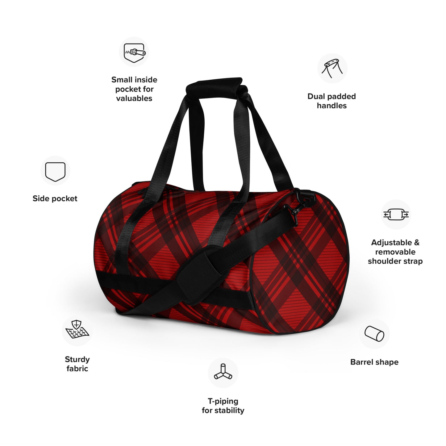 RED PLAID GYM BAG
