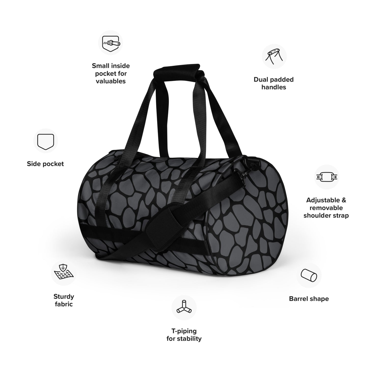 GRAY SNAKESKIN GYM BAG