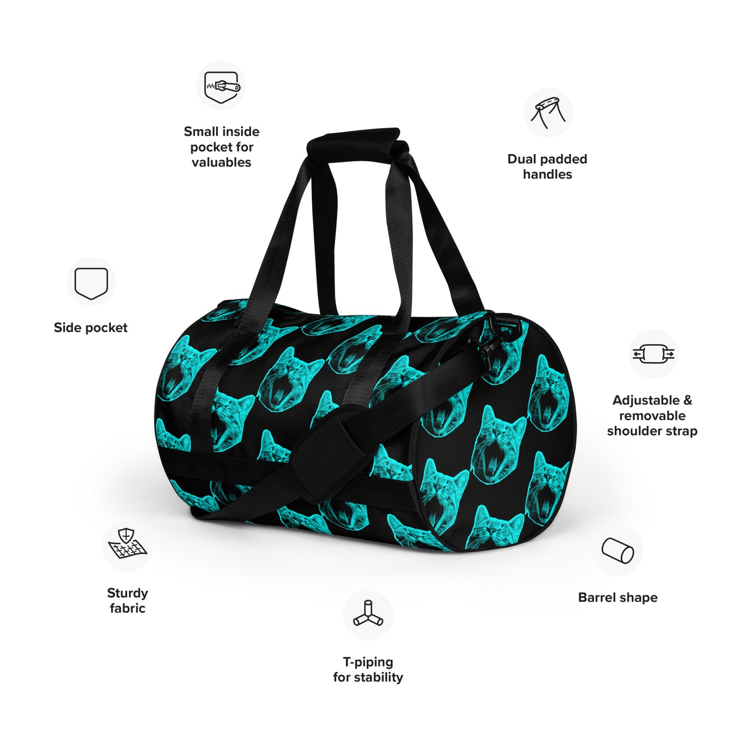 ELECTRIC BLUE CAT GYM BAG