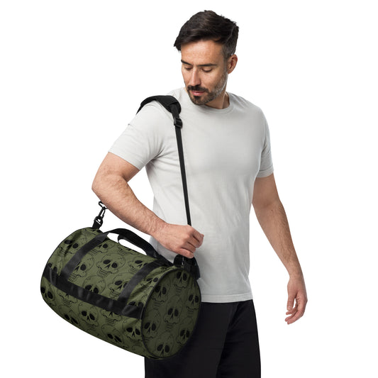 GREEN LAUGHING SKULL GYM BAG