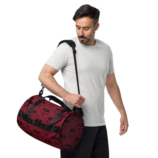 RED LAUGHING SKULL GYM BAG