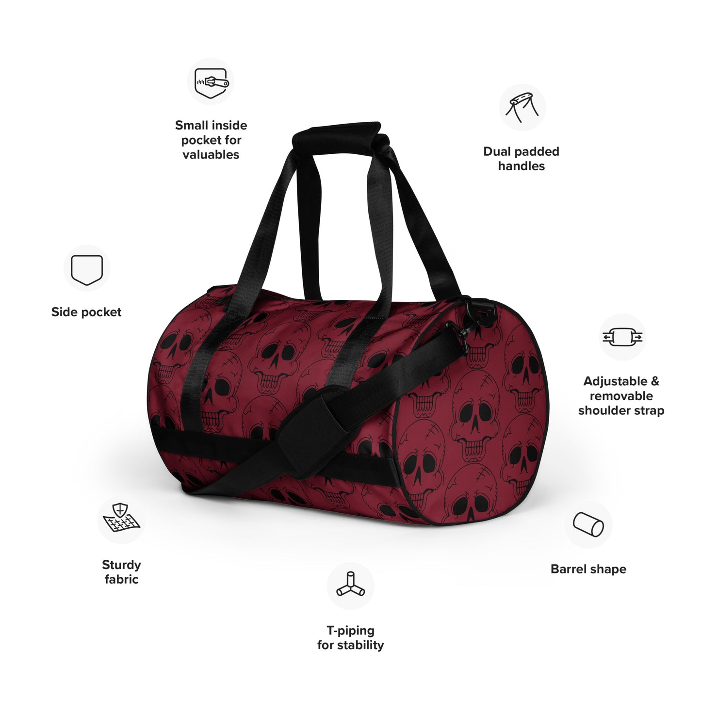 RED LAUGHING SKULL GYM BAG