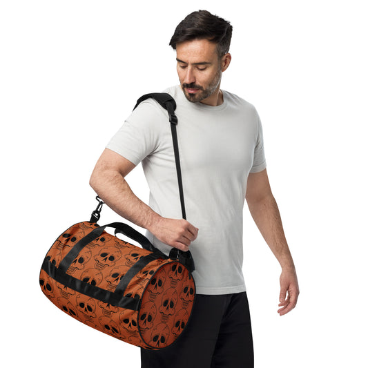 ORANGE LAUGHING SKULL GYM BAG