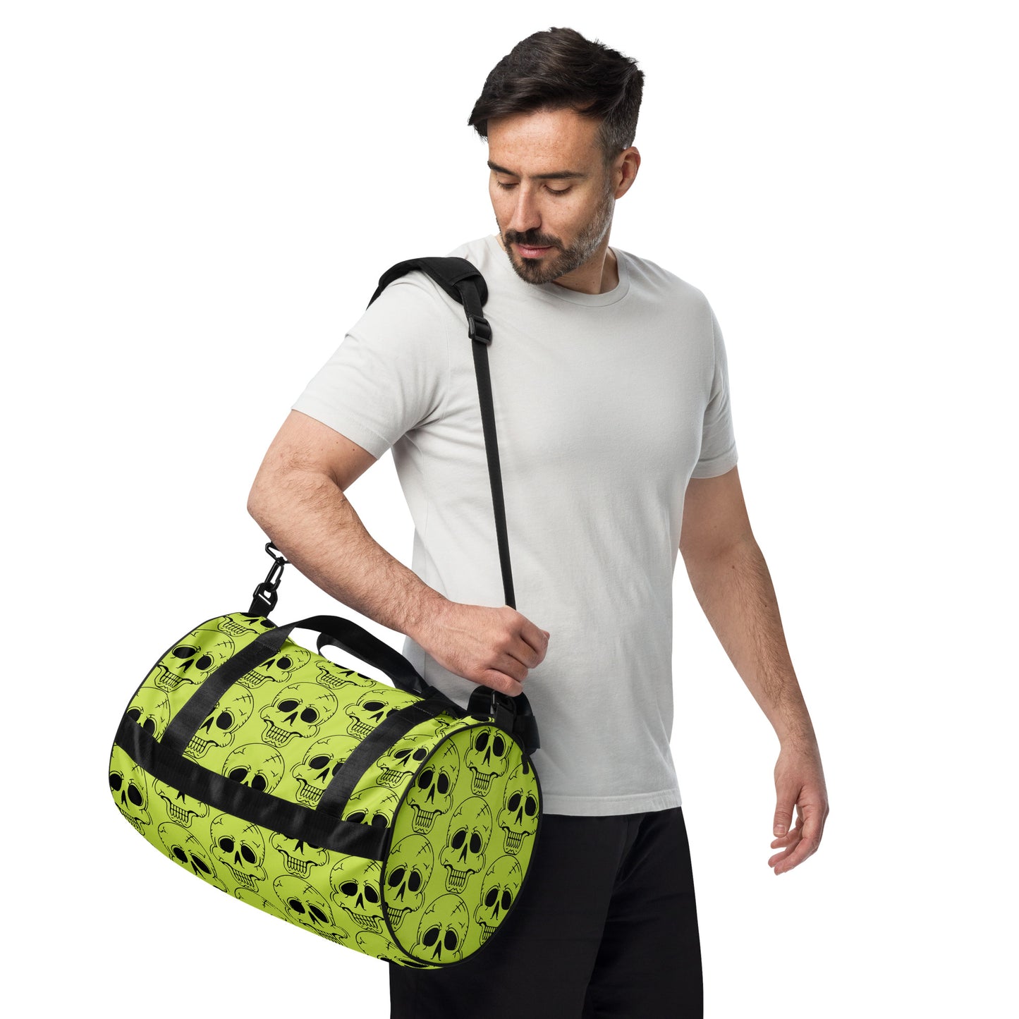 YELLOW LAUGHING SKULL GYM BAG