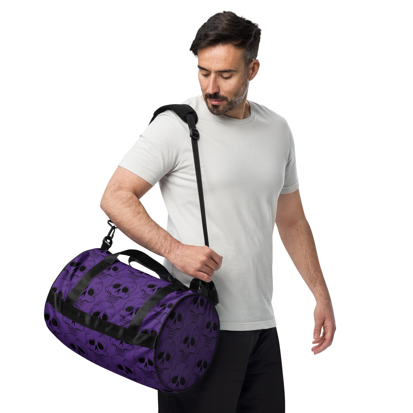 PURPLE LAUGHING SKULL GYM BAG