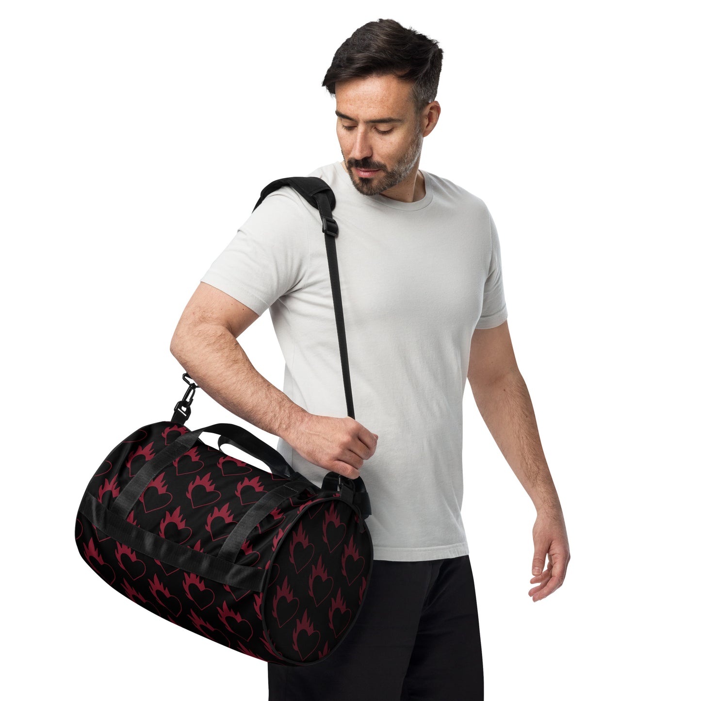 FLAMING HEART GYM BAG