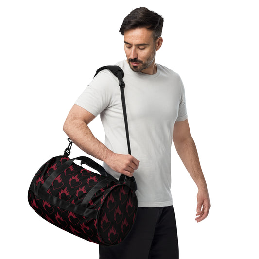 FLAMING HEART GYM BAG