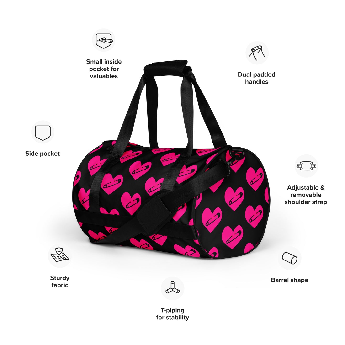PINNED HEART GYM BAG