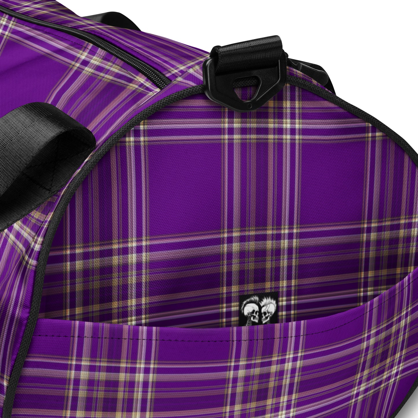 PURPLE PLAID GYM BAG