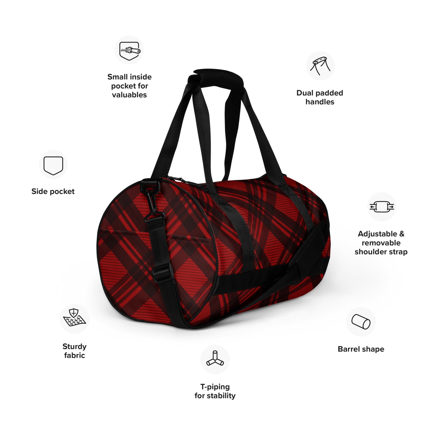 RED PLAID GYM BAG