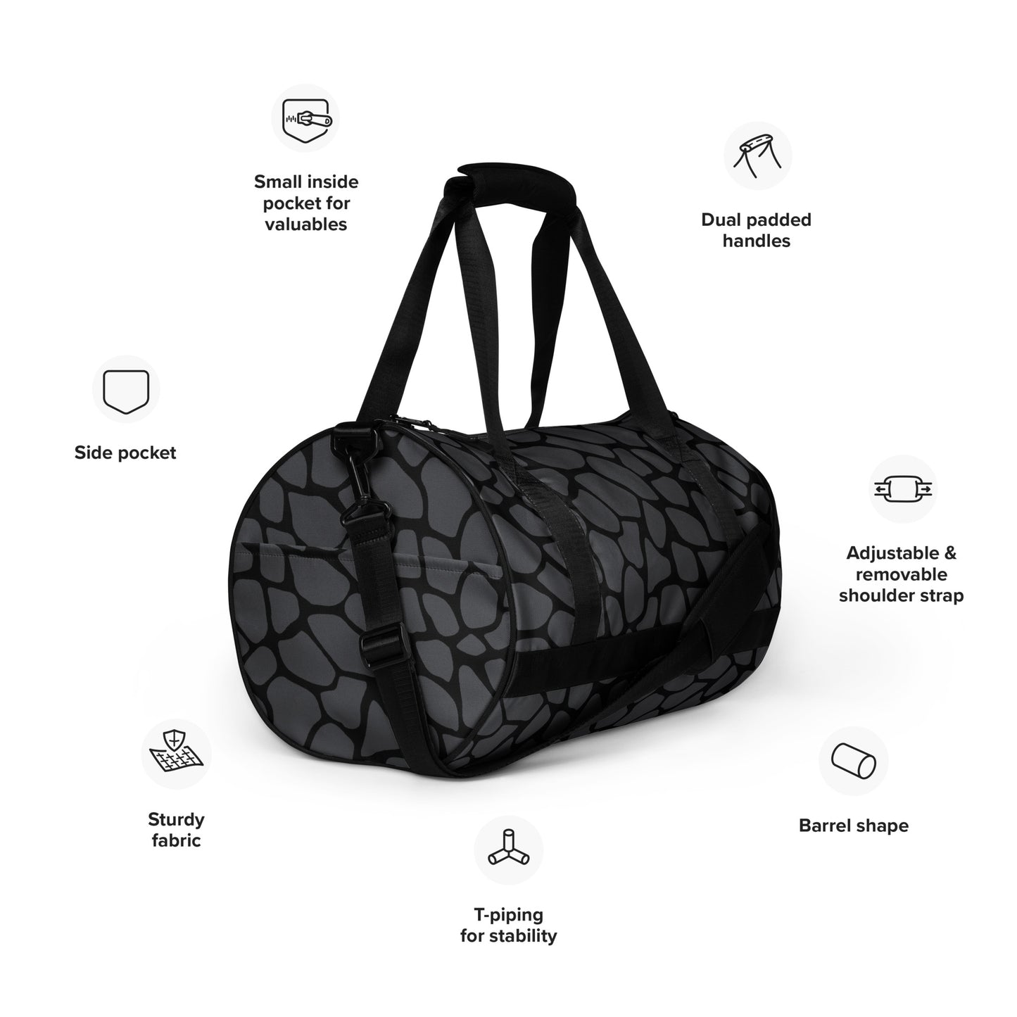 GRAY SNAKESKIN GYM BAG