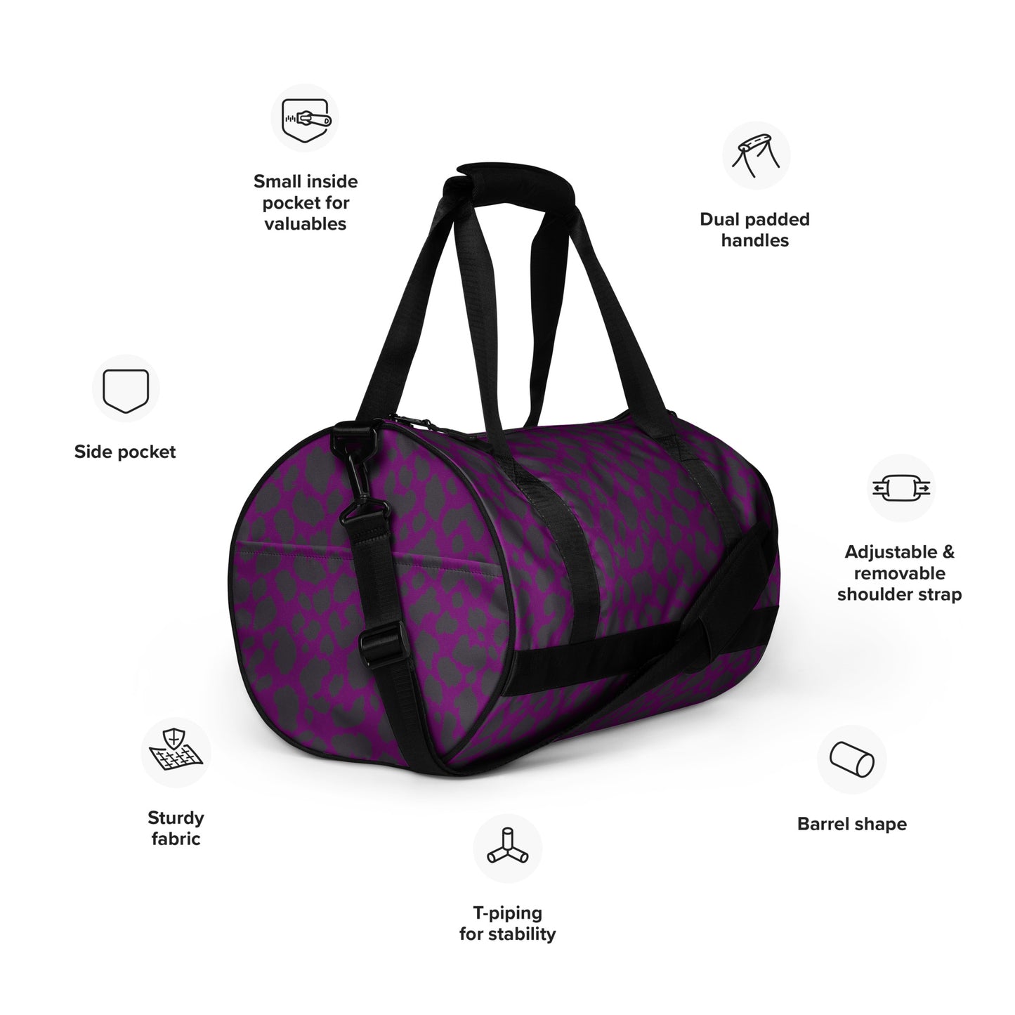 PURPLE LEOPARD GYM BAG