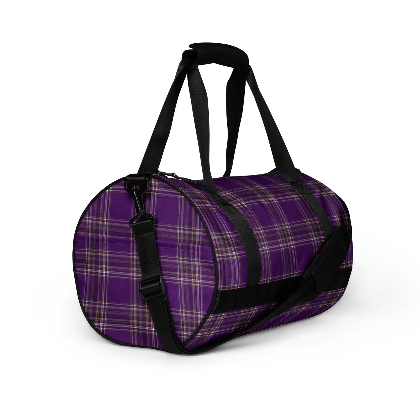 PURPLE PLAID GYM BAG