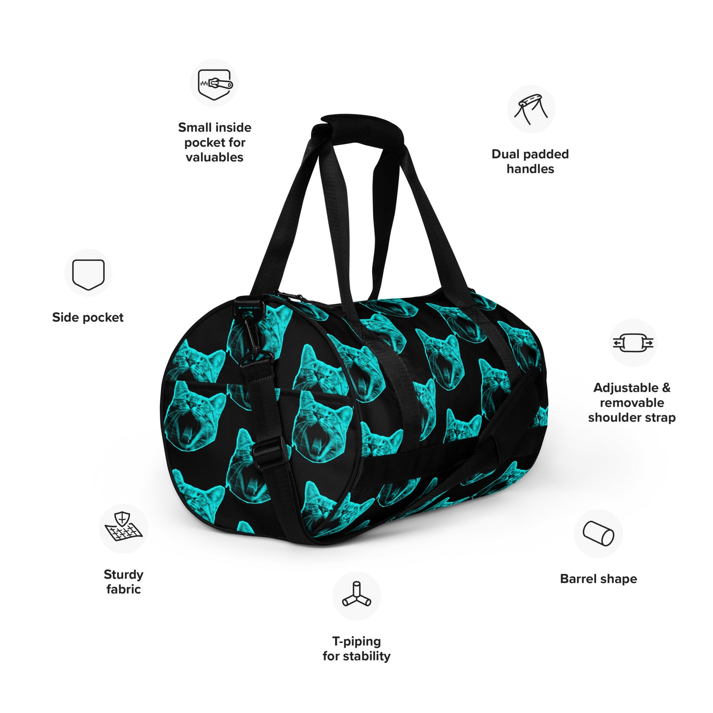 ELECTRIC BLUE CAT GYM BAG