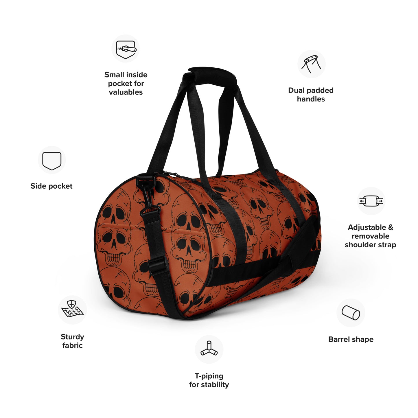 ORANGE LAUGHING SKULL GYM BAG