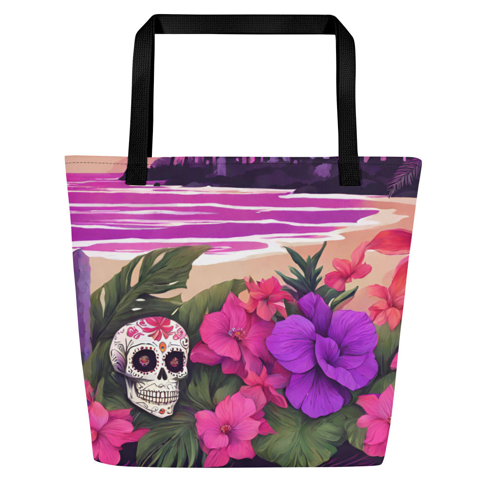 SUGAR SKULL RESORT LARGE BEACH TOTE