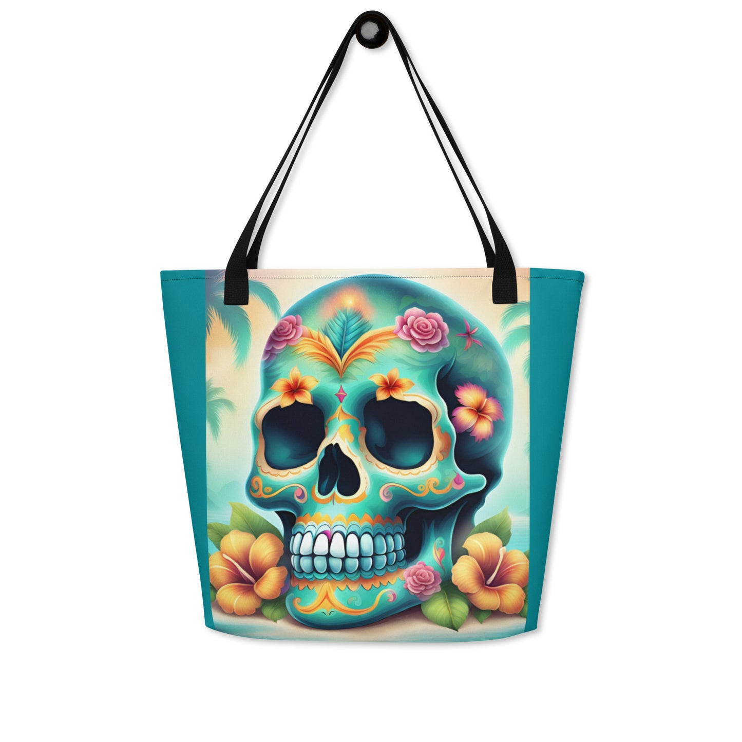 BLUE SKULL LARGE BEACH TOTE