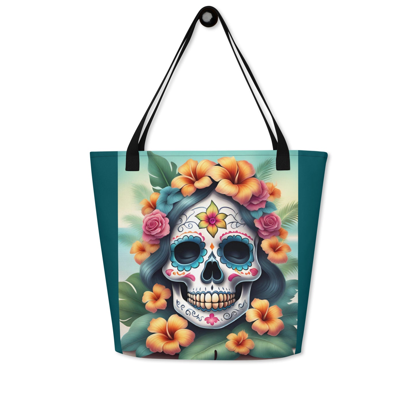 LADY SUGAR SKULL LARGE BEACH TOTE