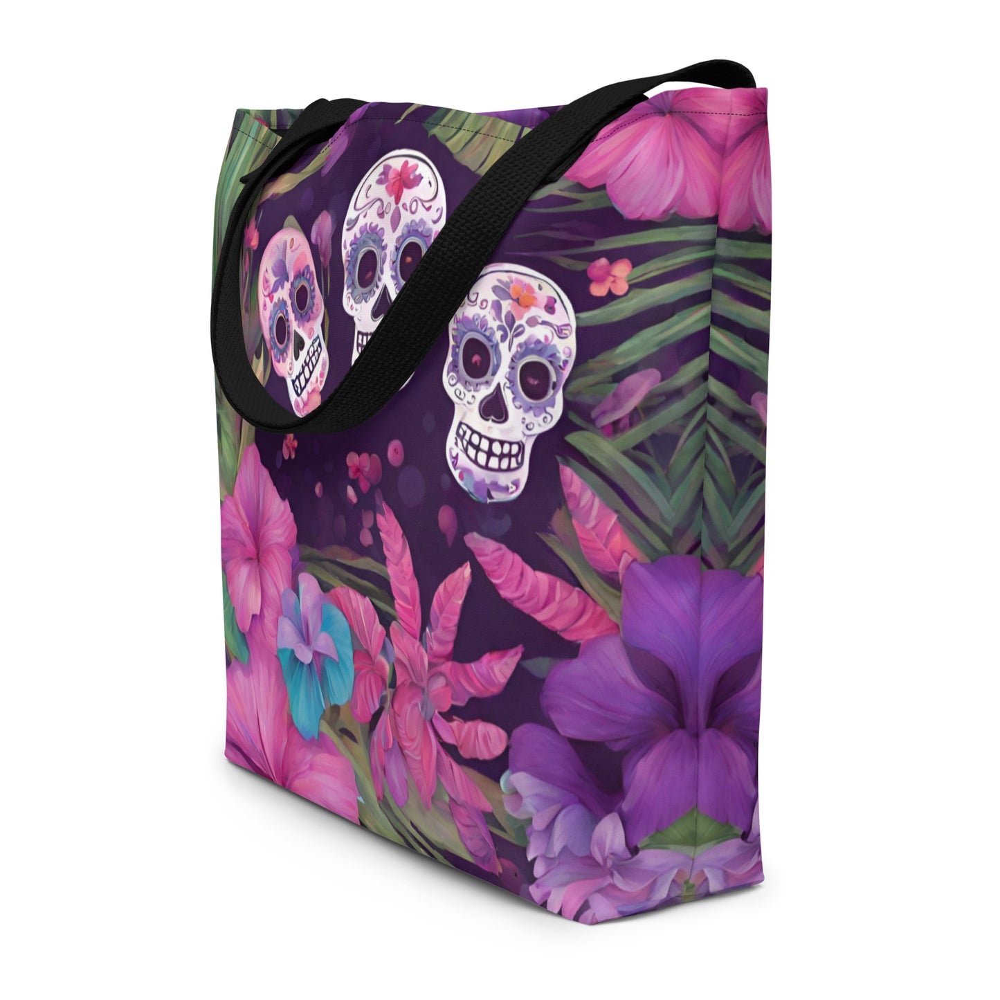 FOUR TROPICAL SKULLS LARGE BEACH TOTE