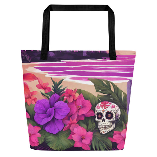 SUGAR SKULL RESORT LARGE BEACH TOTE