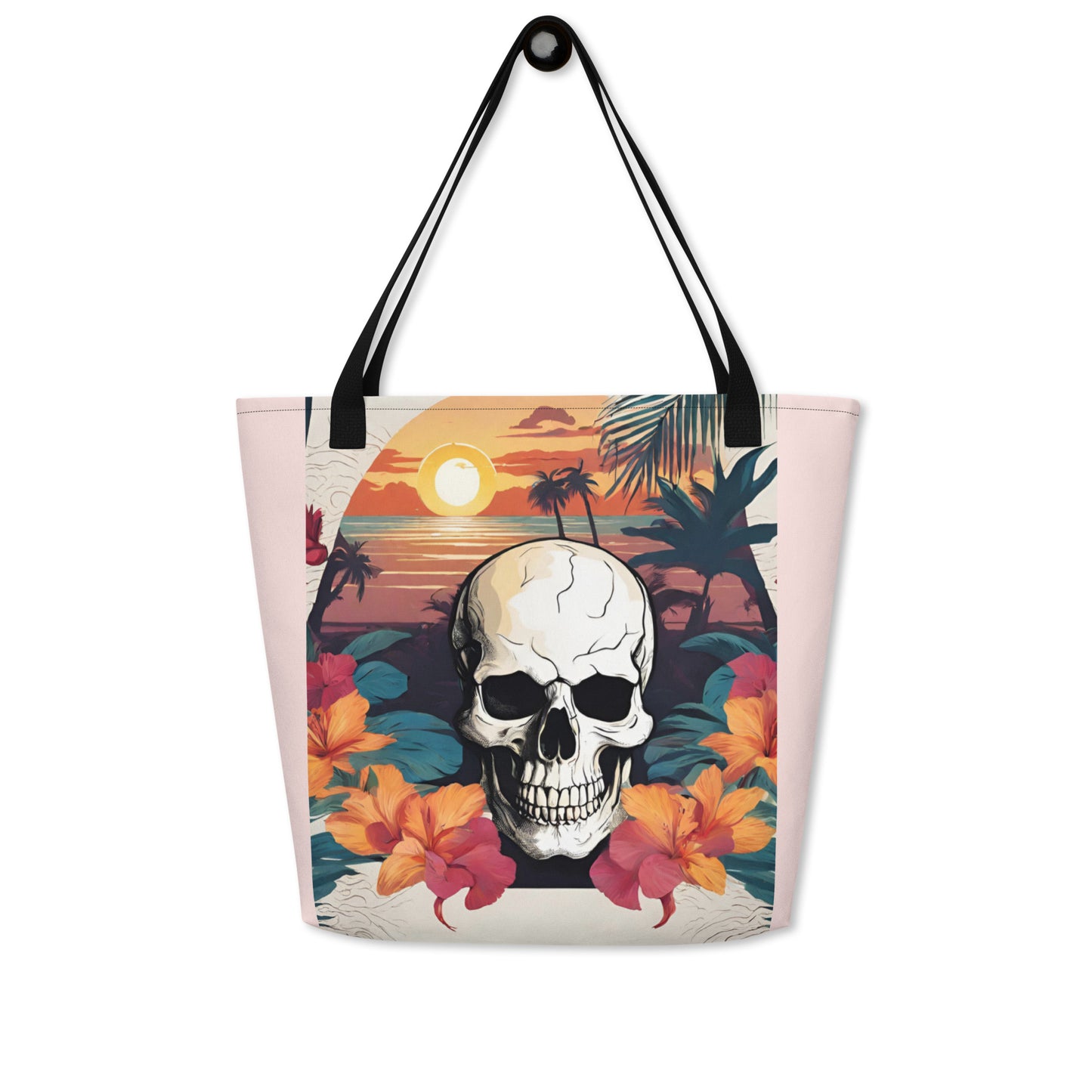 RETRO TROPICAL SKULL LARGE BEACH TOTE
