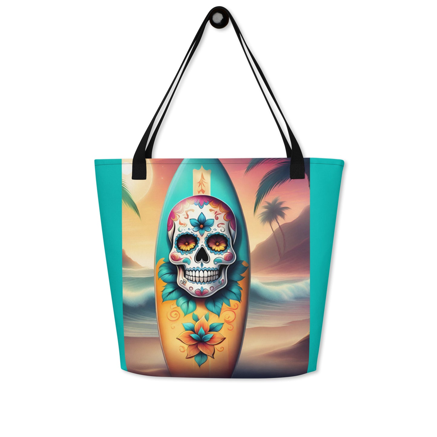 SKULL SURFBOARD LARGE BEACH TOTE