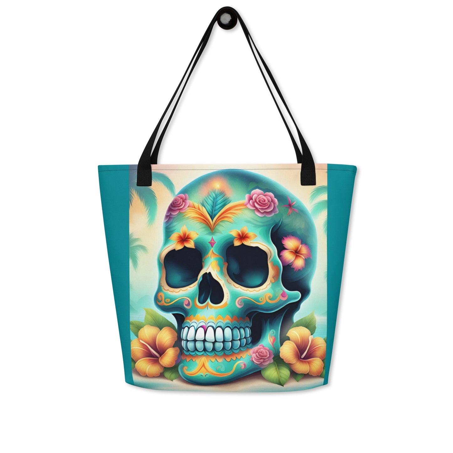 BLUE SKULL LARGE BEACH TOTE