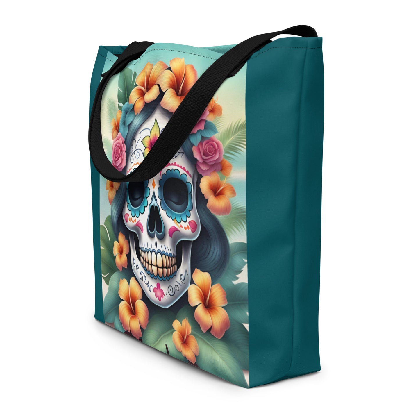 LADY SUGAR SKULL LARGE BEACH TOTE