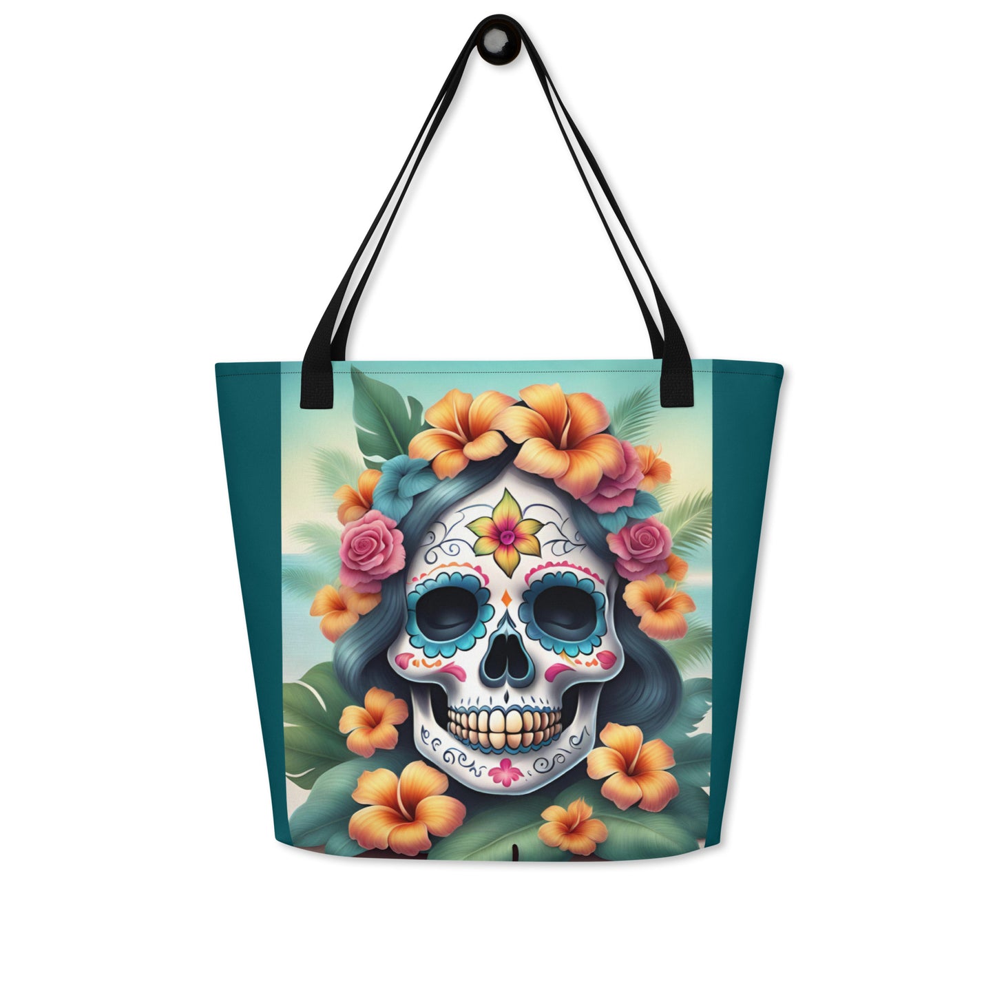 LADY SUGAR SKULL LARGE BEACH TOTE