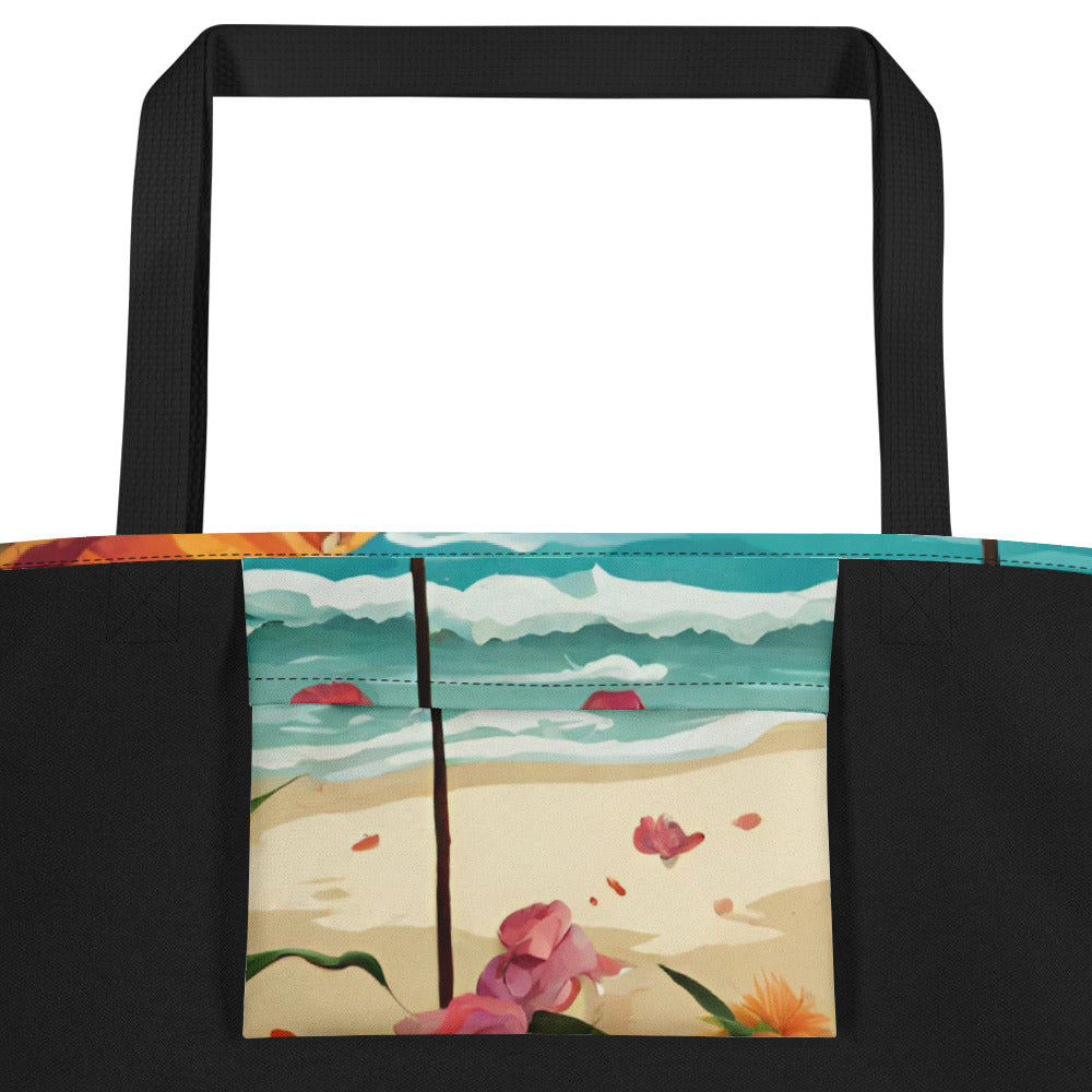 SUGAR SKULL IN SAND LARGE BEACH TOTE