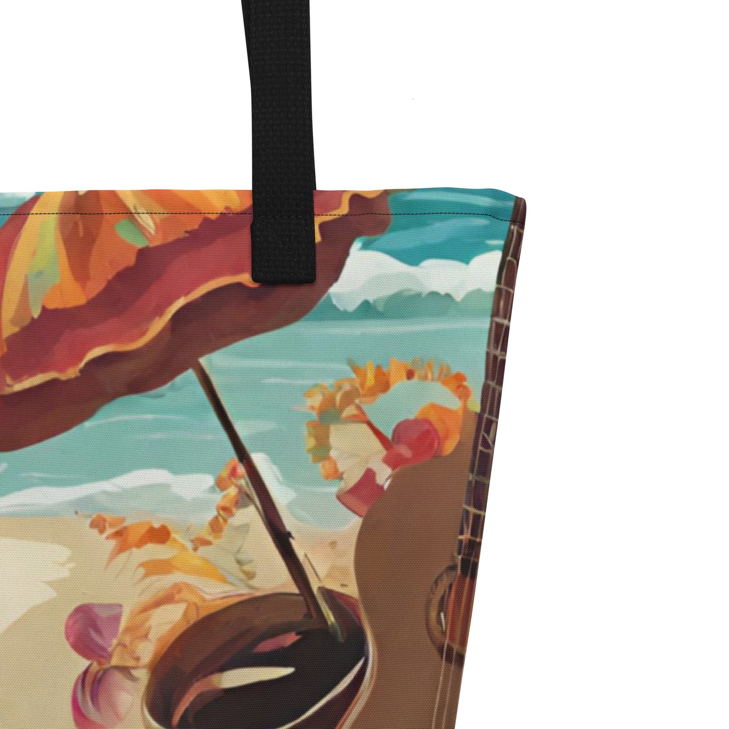 SUGAR SKULL IN SAND LARGE BEACH TOTE