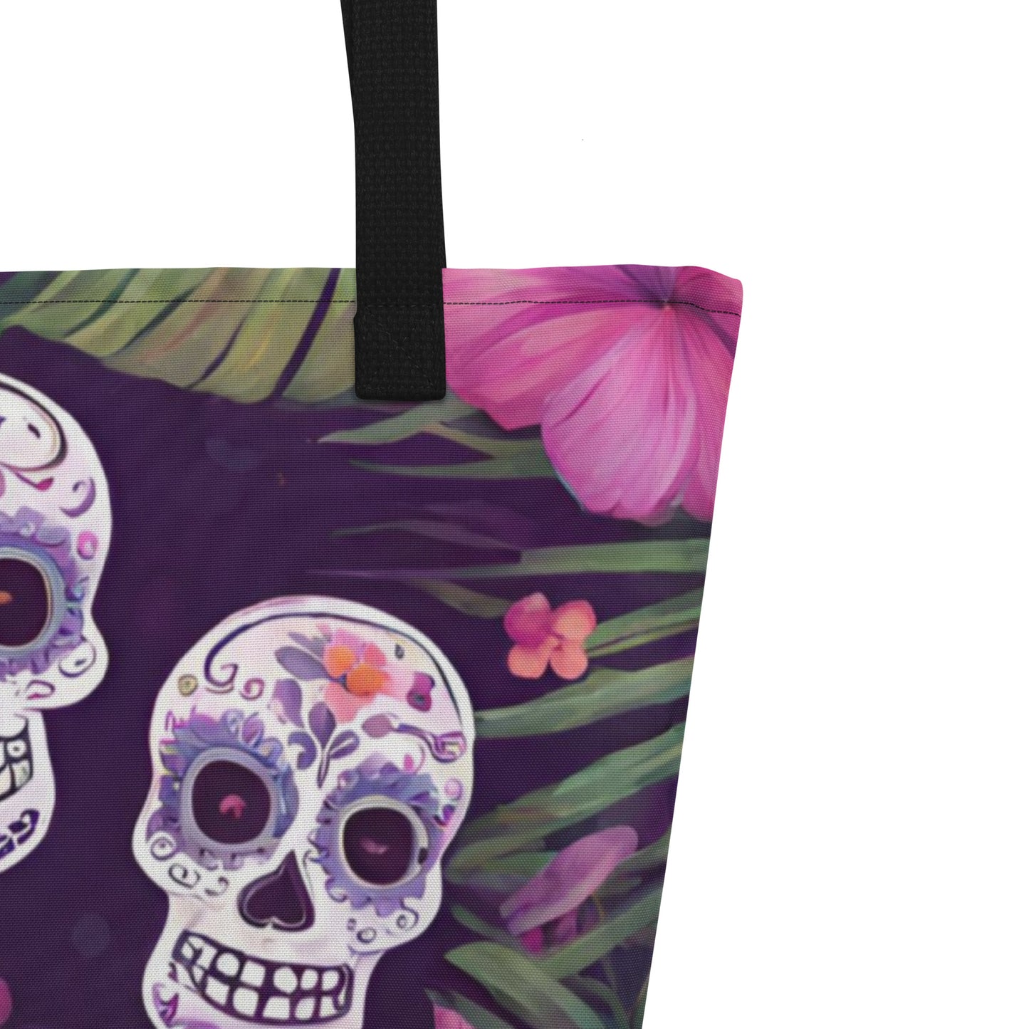 FOUR TROPICAL SKULLS LARGE BEACH TOTE