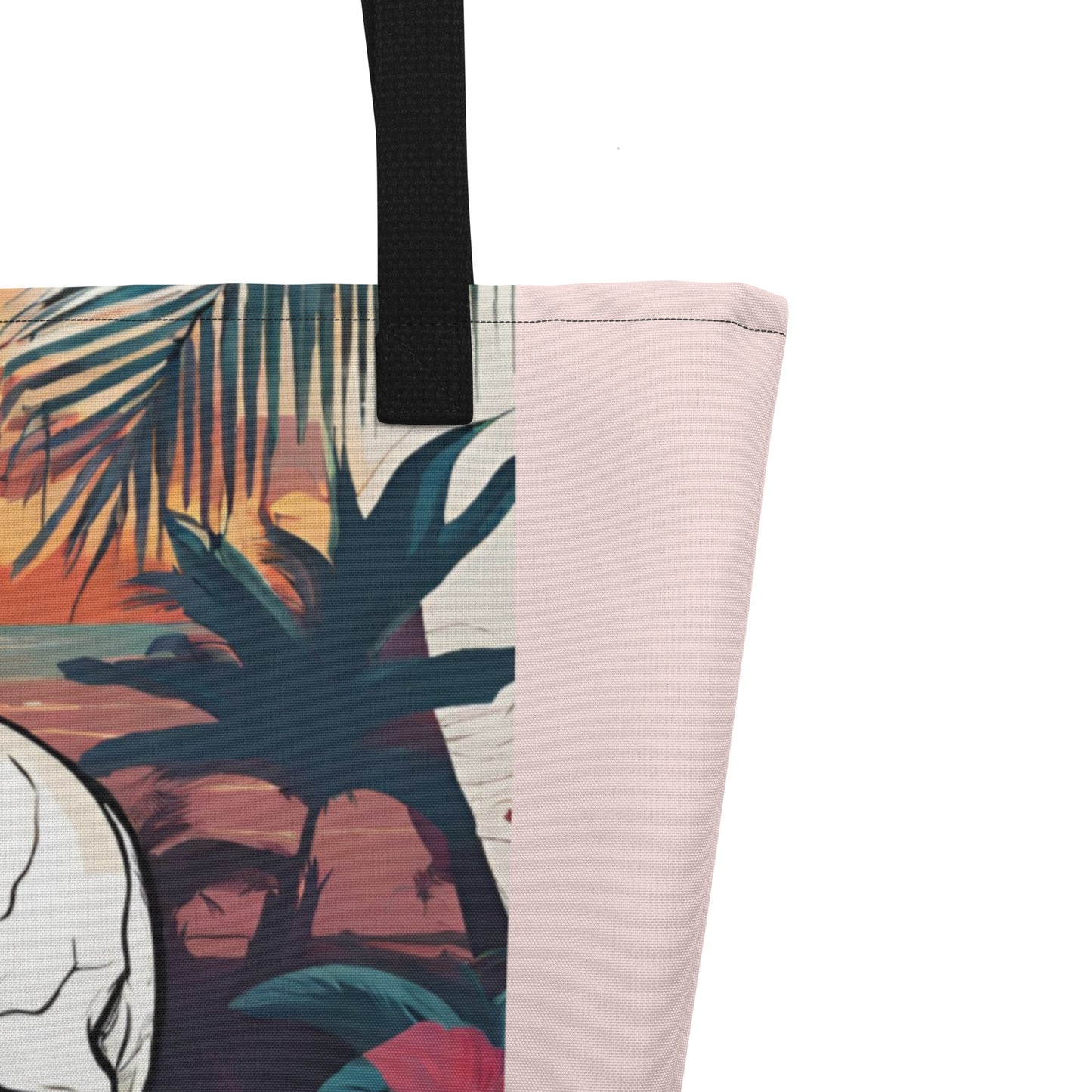 RETRO TROPICAL SKULL LARGE BEACH TOTE