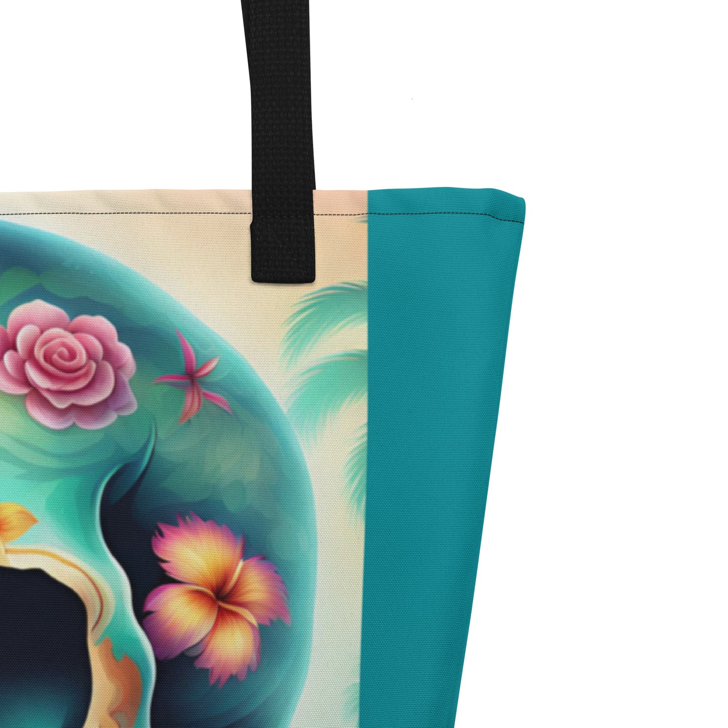 BLUE SKULL LARGE BEACH TOTE