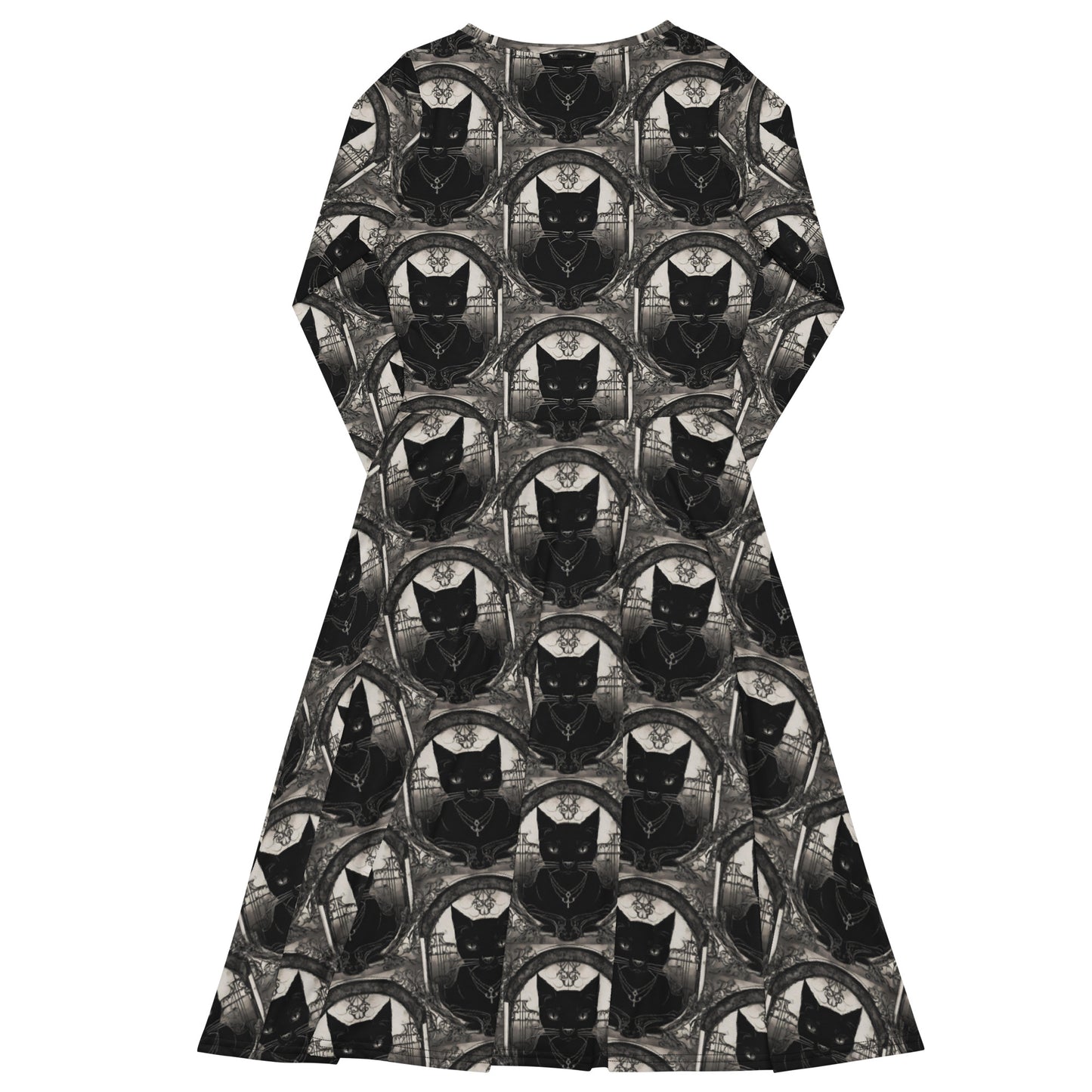 BLACK CAT FEVER LONG SLEEVE MIDI DRESS