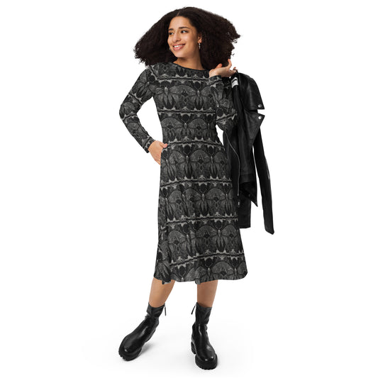 MOTH & LACE LONG SLEEVE MIDI DRESS